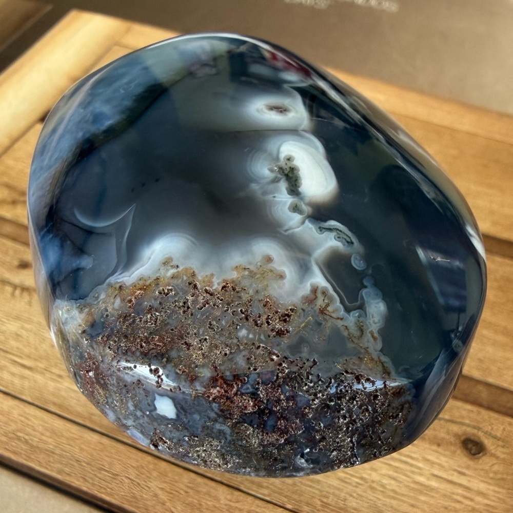 Gorgeous Polished Orca Agate Palm Stone - Nice Weight - Picture 5 of 6